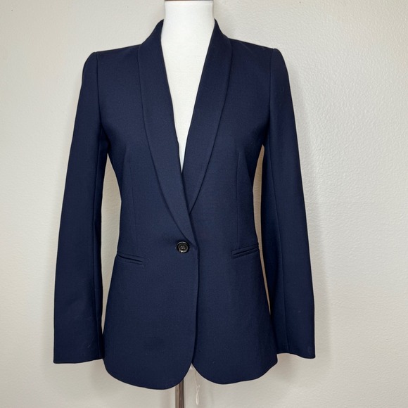 J. Crew Jackets & Blazers - J. CREW Parke Wool Blend Blazer Sz 2 Navy Shawl Collar Style G7726 Office Career